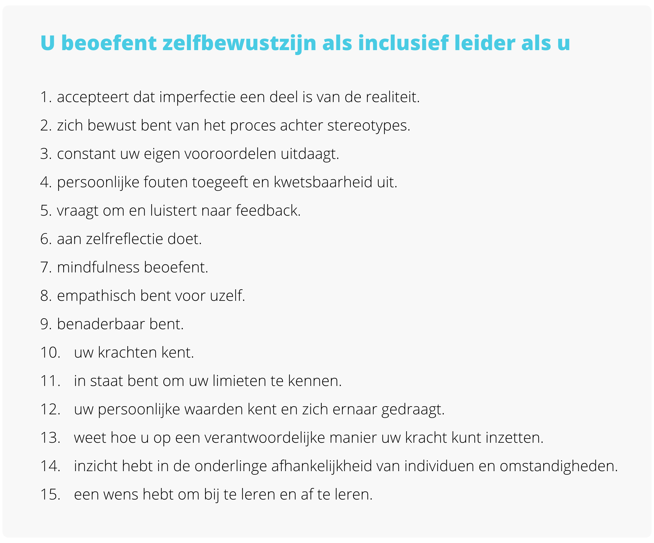 Inclusief leiderschap: zelfbewustzijn beoefenen Inclusief leiderschap: zelfbewustzijn beoefenen